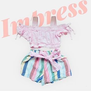 Two piece set-Crop top & Striped shorts